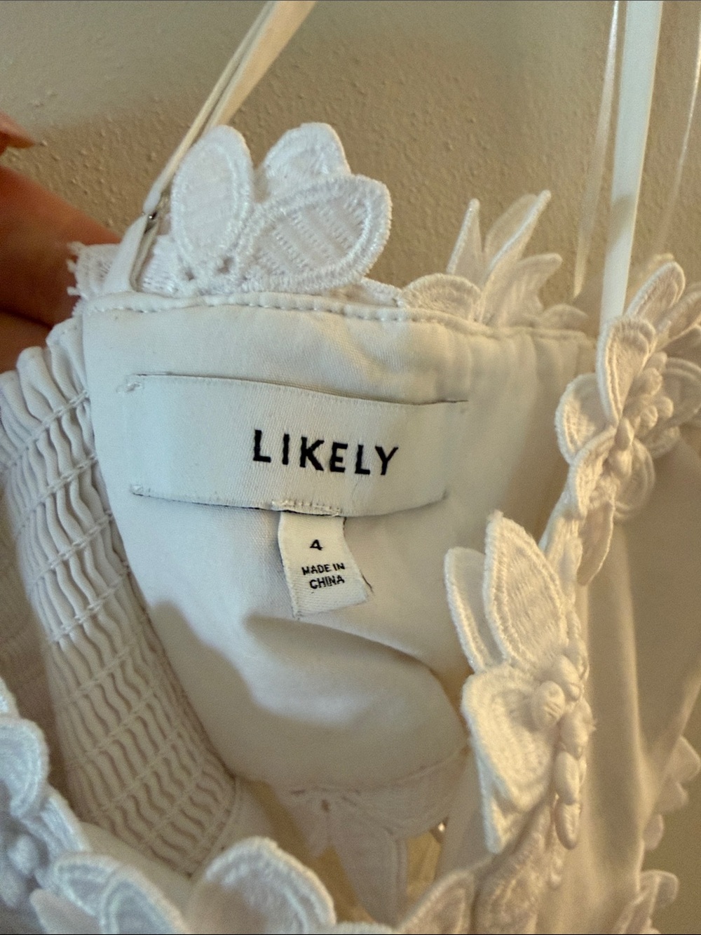 Likely White Floral Appliqué Spaghetti Strap Chemise - Picture 3 of 3